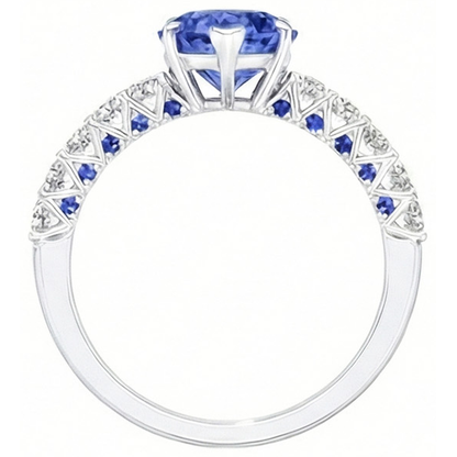 natural round sapphire 2.50ct ring profile view