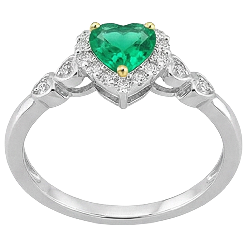natural round emerald 1ct ring top view