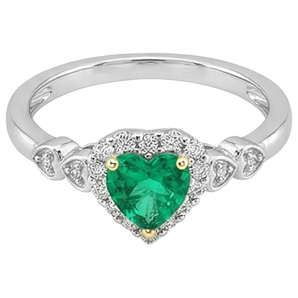 natural round emerald 1ct ring profile view