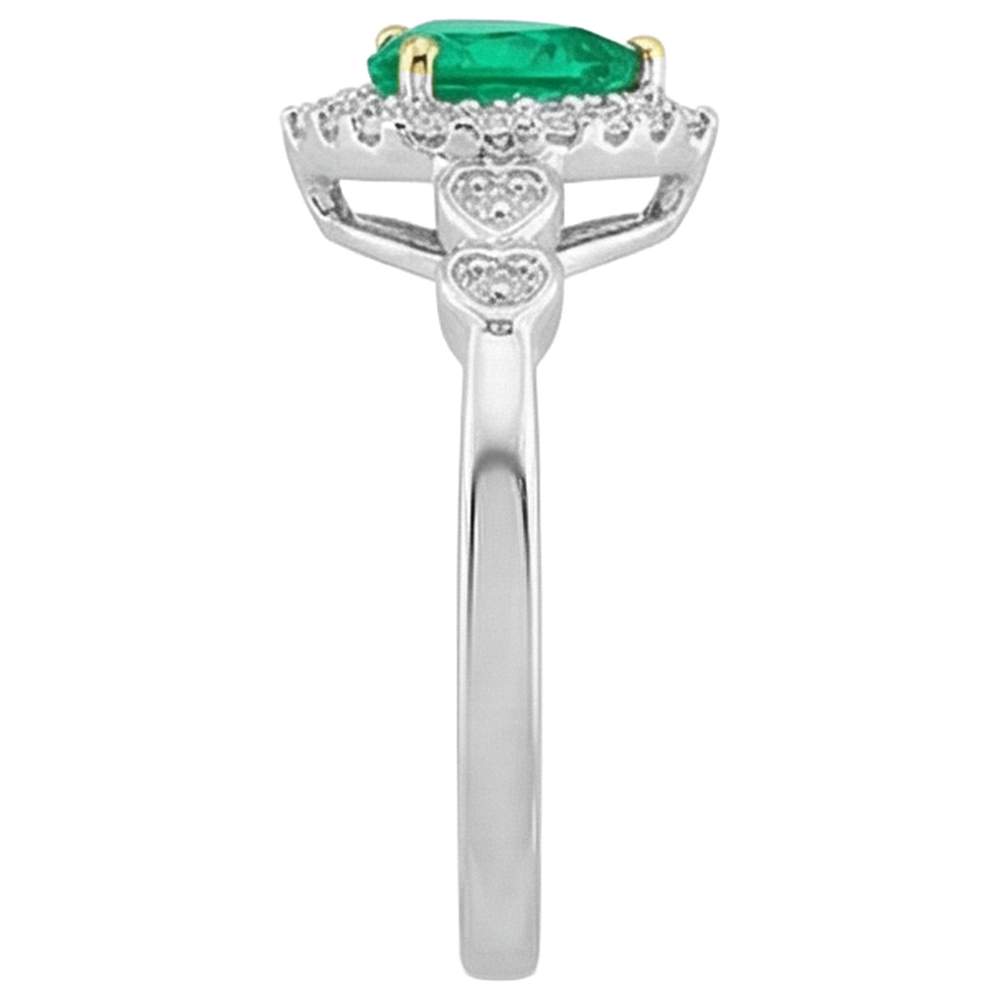 natural round emerald 1ct ring with diamond accents