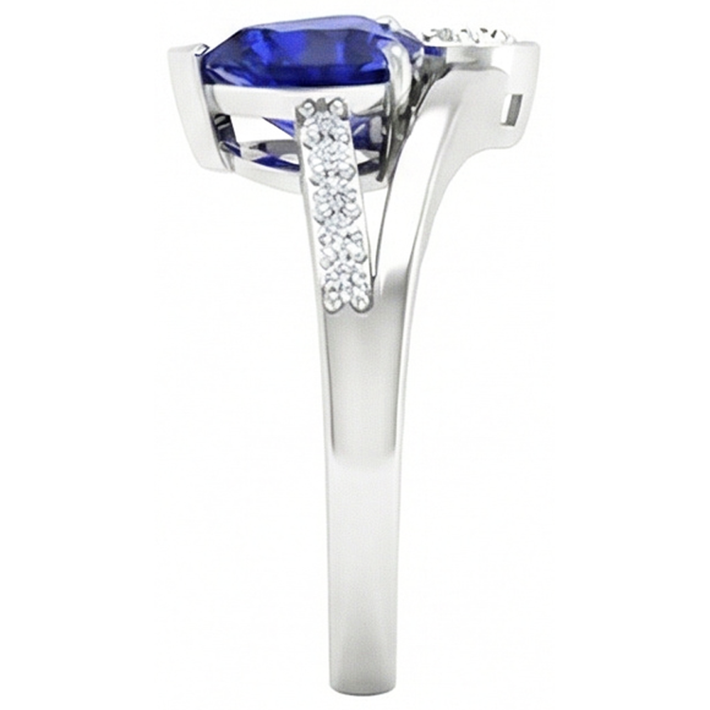 Heart Natural Earth Mined Diamond Bezel Set Blue Sapphire Ring Split Shank 3.25 Carats