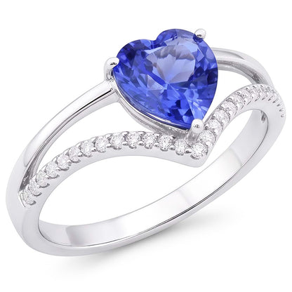 Heart Natural Earth Mined Diamond Jewelry Light Blue Sapphire Ring 2 Carats Gold 14K