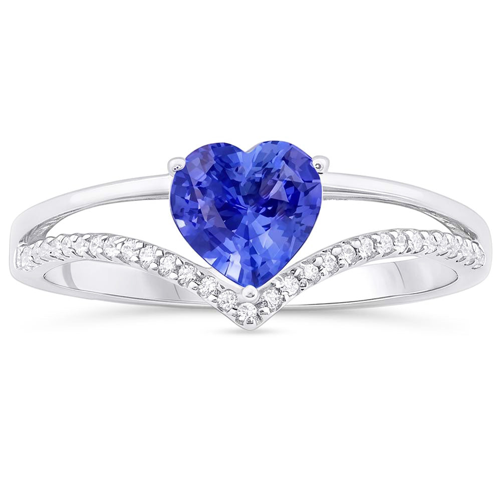 Heart Natural Earth Mined Diamond Jewelry Light Blue Sapphire Ring 2 Carats Gold 14K
