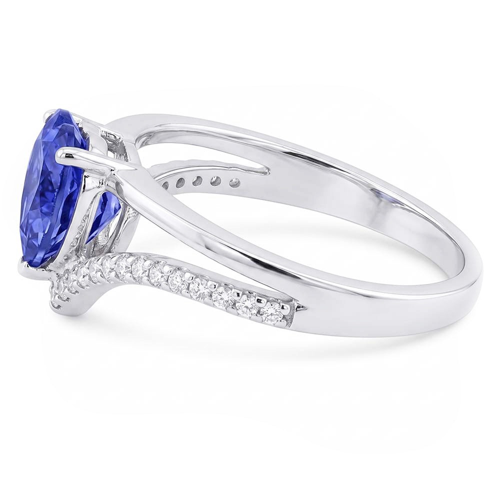 Heart Natural Earth Mined Diamond Jewelry Light Blue Sapphire Ring 2 Carats Gold 14K