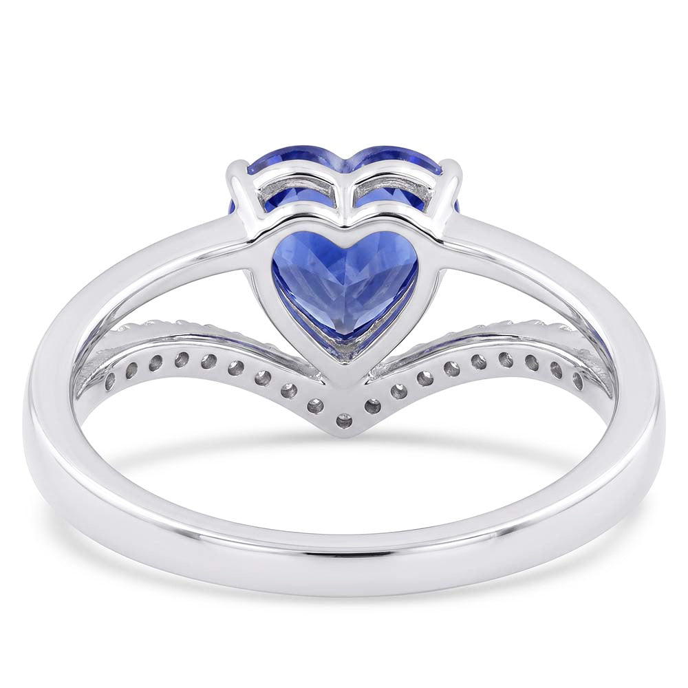 Heart Natural Earth Mined Diamond Jewelry Light Blue Sapphire Ring 2 Carats Gold 14K