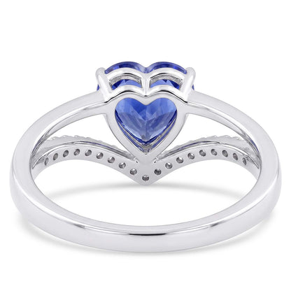 Heart Natural Earth Mined Diamond Jewelry Light Blue Sapphire Ring 2 Carats Gold 14K