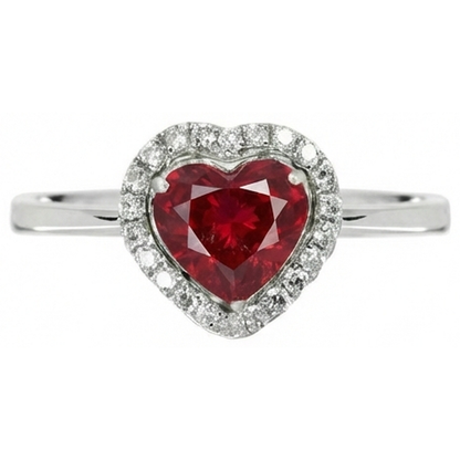 Heart Ruby And Natural Earth Mined Diamond Wedding Ring Jewelry 3.35 Carats