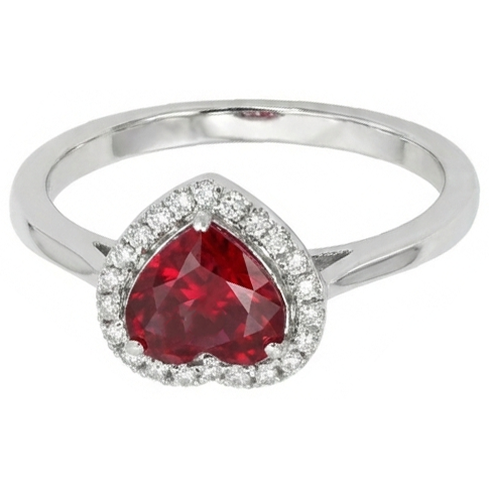 Heart Ruby And Natural Earth Mined Diamond Wedding Ring Jewelry 3.35 Carats