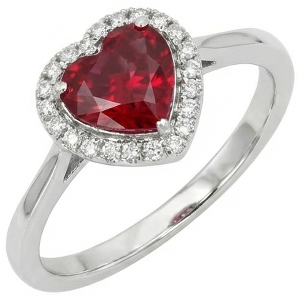 Heart Ruby And Natural Earth Mined Diamond Wedding Ring Jewelry 3.35 Carats