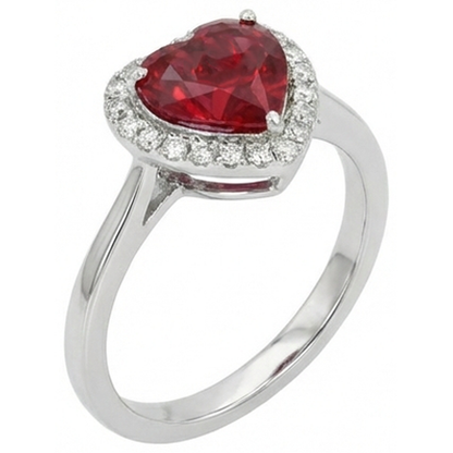 Heart Ruby And Natural Earth Mined Diamond Wedding Ring Jewelry 3.35 Carats