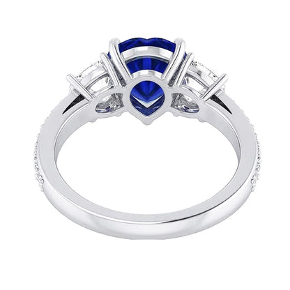 Heart Sapphire Engagement Ring With Round Natural Earth Mined Diamonds Jewelry 4.50 Carats