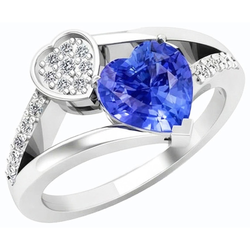 Heart Sapphire Gemstone Ring 2.50 Carats Natural Earth Mined Diamond Split Shank Gold