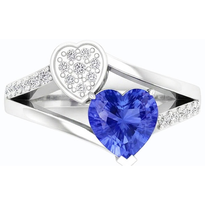 Heart Sapphire Gemstone Ring 2.50 Carats Natural Earth Mined Diamond Split Shank Gold