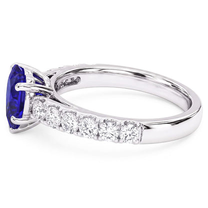 Heart Sapphire Gemstone Ring & Double Pave Natural Earth Mined Diamond Accents 3.50 Carats