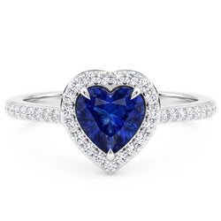 Heart Sapphire Halo Ring Pave Set Natural Earth Mined Diamonds 3 Carats Women’s Jewelry