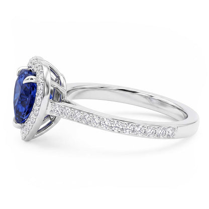 Heart Sapphire Halo Ring Pave Set Natural Earth Mined Diamonds 3 Carats Women’s Jewelry