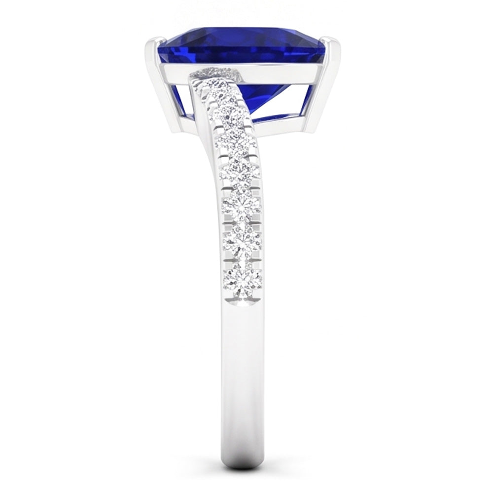 Heart Sapphire Natural Earth Mined Diamond Anniversary Ring 3.50 Carats Twisted Shank Gold