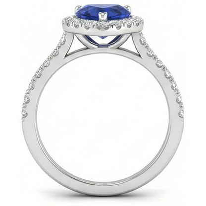 Heart Shape Ceylon Sapphire Natural Earth Mined Diamond Wedding Ring 3.90 Ct Gold 14K
