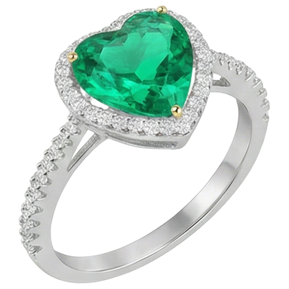 Natural Real ( Not Lab Grown ) Heart Shape Gemstone Ring Green Emerald GIA Jewelry For Love