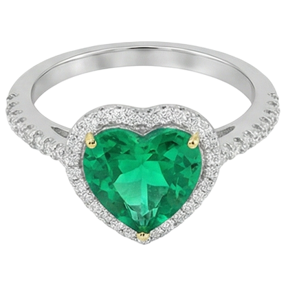 Natural Real ( Not Lab Grown ) Heart Shape Gemstone Ring Green Emerald GIA Jewelry For Love