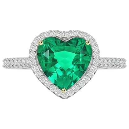Natural Real ( Not Lab Grown ) Heart Shape Gemstone Ring Green Emerald GIA Jewelry For Love