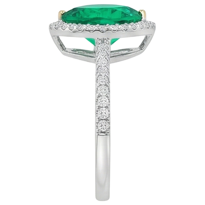 Natural Real ( Not Lab Grown ) Heart Shape Gemstone Ring Green Emerald GIA Jewelry For Love