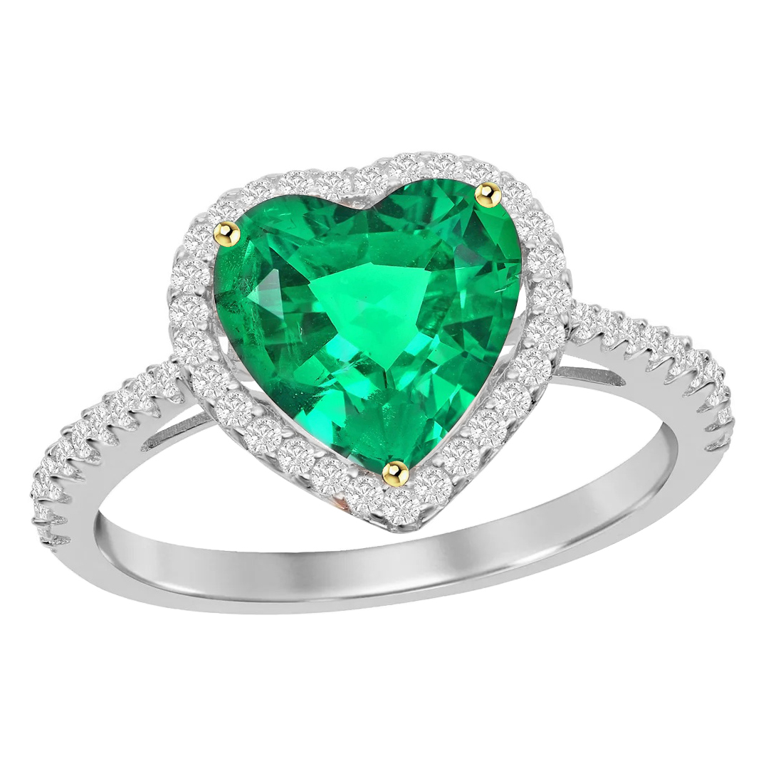 Heart Shape Gemstone Ring Green Emerald Jewelry For Love