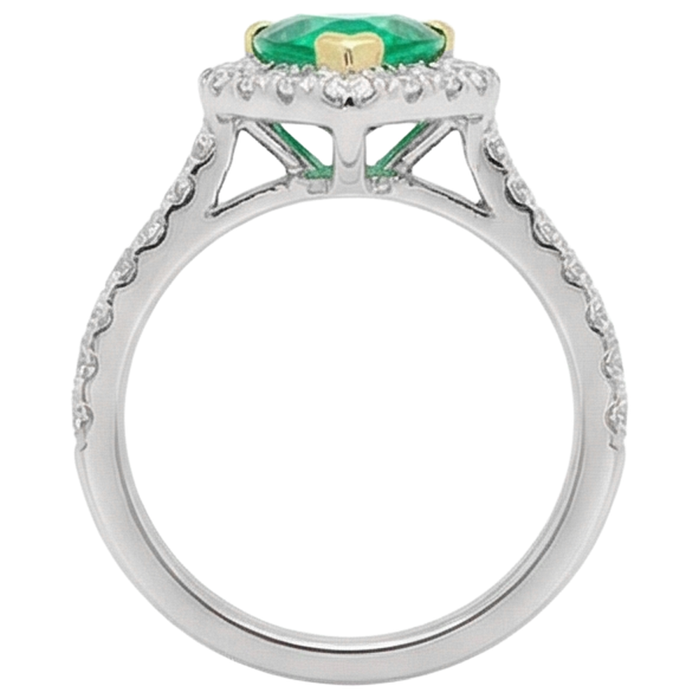 Natural Real ( Not Lab Grown ) Heart Shape Green Emerald GIA Ring Halo Anniversary Gift
