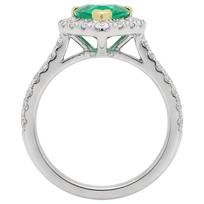 Natural Real ( Not Lab Grown ) Heart Shape Green Emerald GIA Ring Halo Anniversary Gift