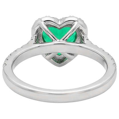 Natural Real ( Not Lab Grown ) Heart Shape Green Emerald GIA Ring Halo Anniversary Gift