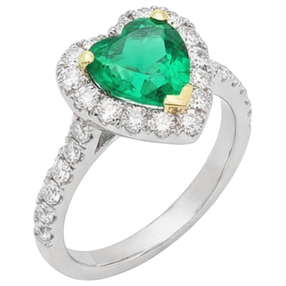 Natural Real ( Not Lab Grown ) Heart Shape Green Emerald GIA Ring Halo Anniversary Gift