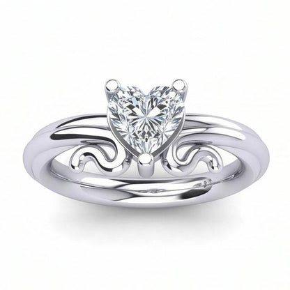 Heart Shape Solitaire 1.50 Ct Natural Earth Mined Diamond Wedding Ring White Gold 14K