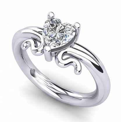 Heart Shape Solitaire 1.50 Ct Natural Earth Mined Diamond Wedding Ring White Gold 14K