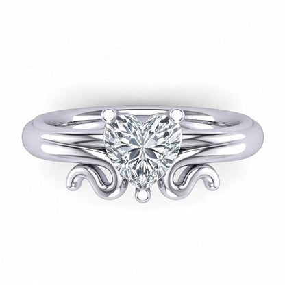 Heart Shape Solitaire 1.50 Ct Natural Earth Mined Diamond Wedding Ring White Gold 14K