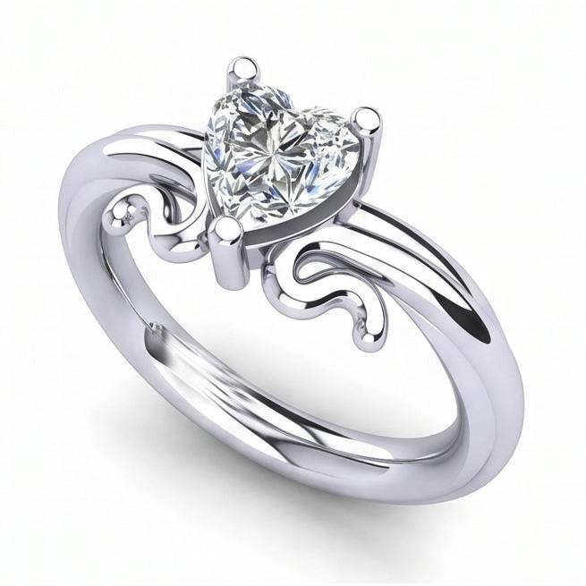 Heart Shape Solitaire 1.50 Ct Natural Earth Mined Diamond Wedding Ring White Gold 14K