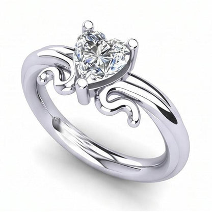 Heart Shape Solitaire 1.50 Ct Natural Earth Mined Diamond Wedding Ring White Gold 14K