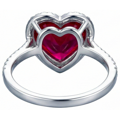 Heart Shaped Ruby IGI CERTIFIED And Accents Diamond Ring White Gold 14K 5.35 Ct