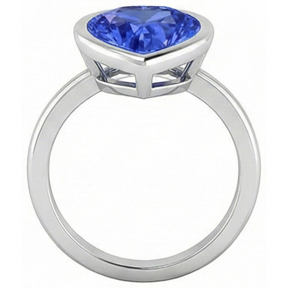 Natural Real ( Not Lab Grown )  Heart Solitaire Bezel Set Light Blue Sapphire Ring 2.50 Carats