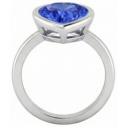 Natural Real ( Not Lab Grown )  Heart Solitaire Bezel Set Light Blue Sapphire Ring 2.50 Carats