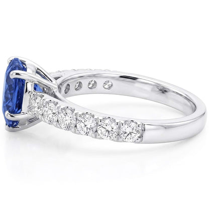 Heart Solitaire Blue Sapphire Natural Earth Mined Diamond Accents Ring 3.50 Carats