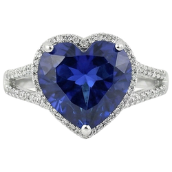 Heart Sri Lanka Sapphire Natural Earth Mined Diamonds White Gold 14K Ring 9.50 Carat