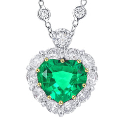 Natural Real ( Not Lab Grown ) Heart Birthstone Pendant Green Emerald GIA Gemstone Jewelry