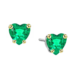 Heart Cut Green Emerald Studs Sweetheart Earrings