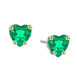 Natural Real ( Not Lab Grown ) Heart Cut Green Emerald GIA Studs Sweetheart Earrings