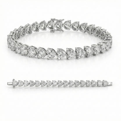 Heart Lab Grown Diamond Tennis Bracelet 30 Carats White Gold 10k