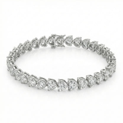 Heart Lab Grown Diamond Tennis Bracelet 30 Carats White Gold 10k
