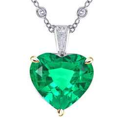 Natural Real ( Not Lab Grown ) Heart Pendant Green Emerald GIA Birthday Necklace for Her