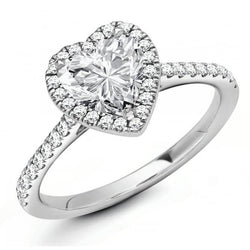 Heart Shaped Diamond Halo Wedding Ring