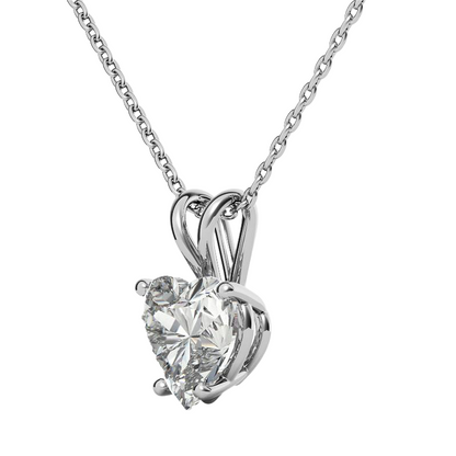 GIA CERTIFICATE Heart Cut Lab Grown Diamond Necklace Pendant 1.50 Carat Women Gold Jewelry