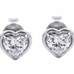 Heart Cut Lab Grown Diamonds 1.50 Carat White Gold Stud Earring